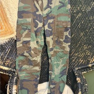 Vintage Green and Brown Camouflage Cargo Pants